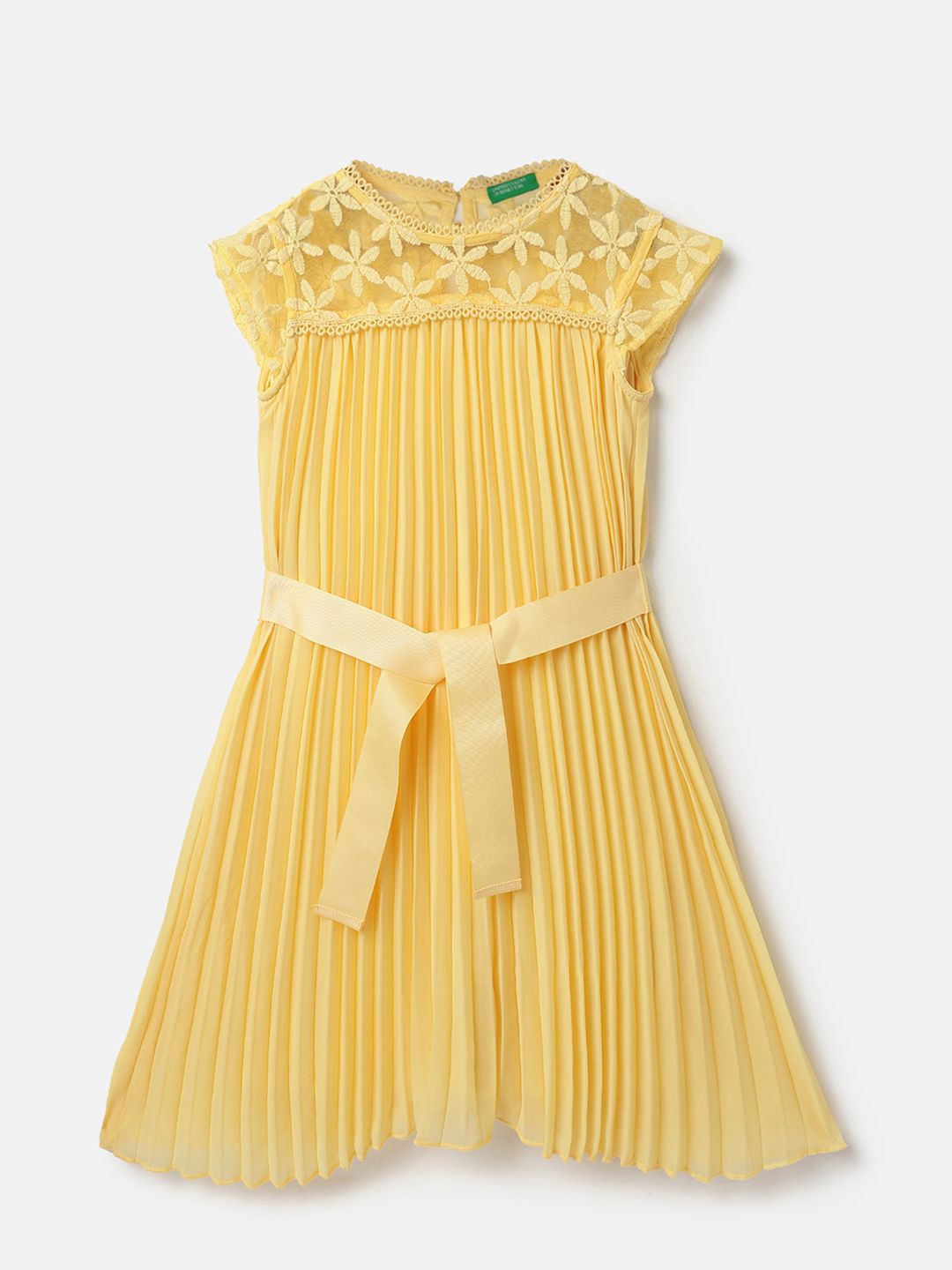 United Colors of Benetton Girls Floral Embroidered Gathered or Pleated A-Line Dress-picture-49
