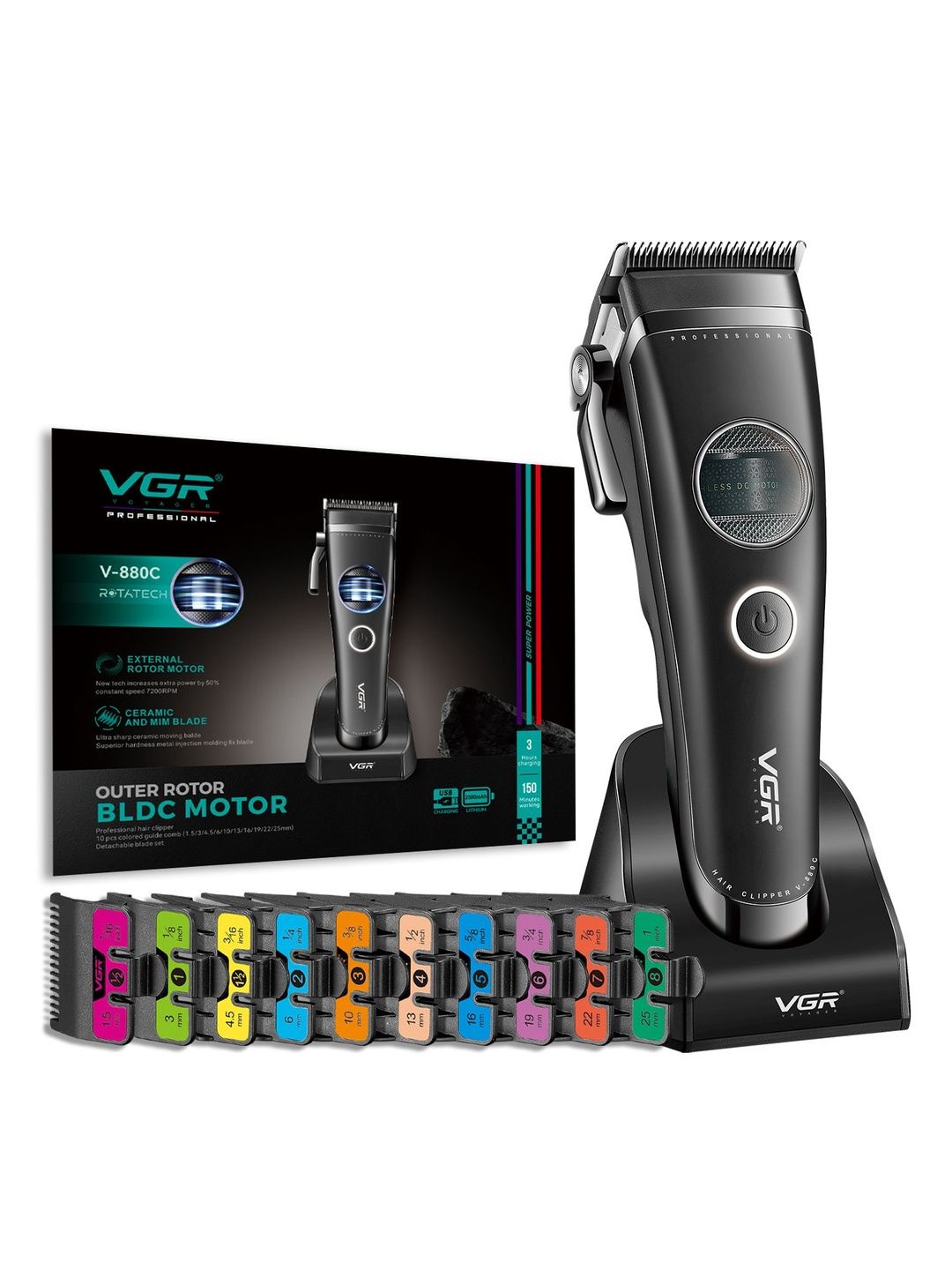 VGR V-880C Rotatech Men Black Professional Hair Clipper-picture-22