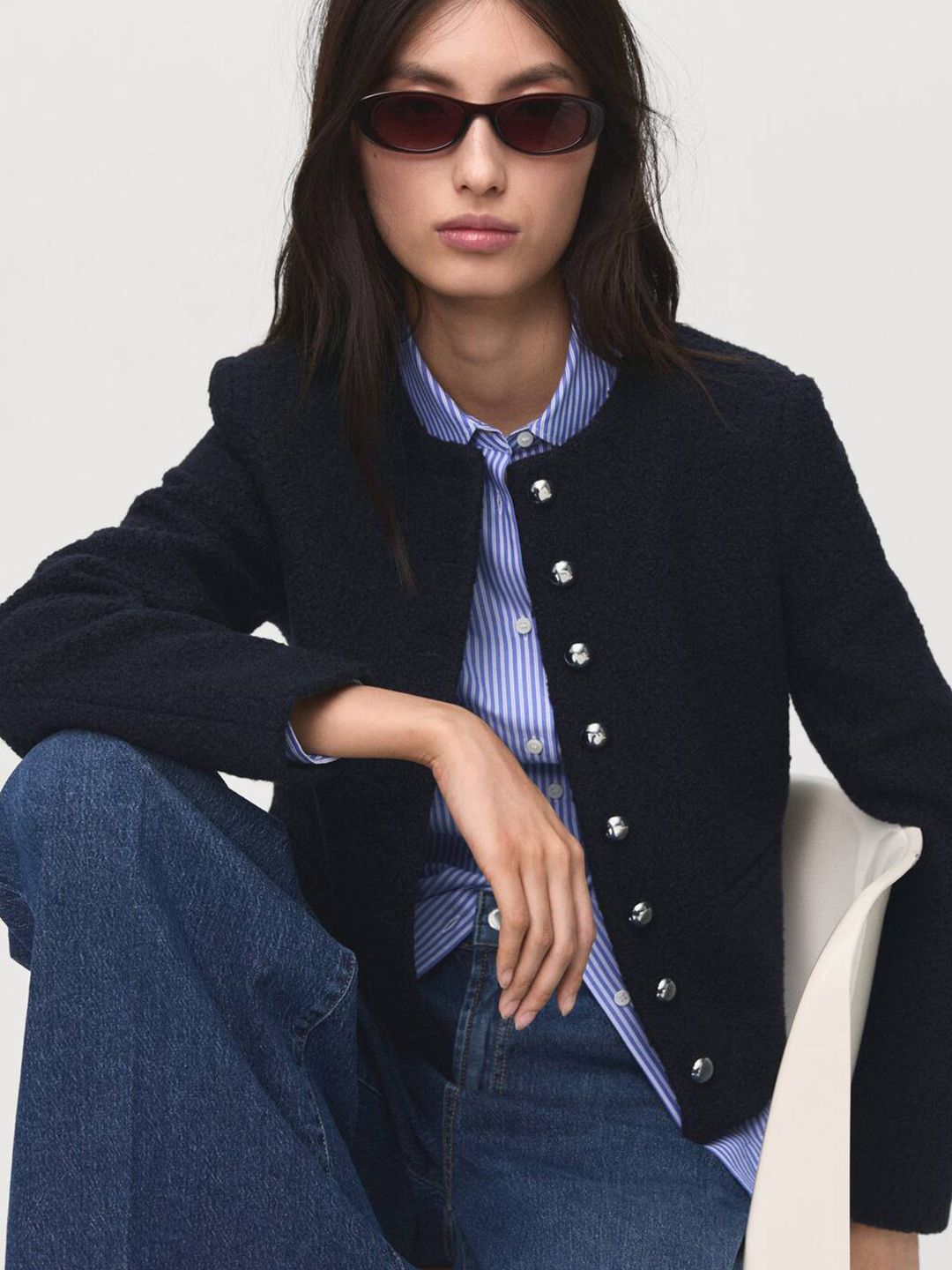 MANGO Collarless Tailored Jacket