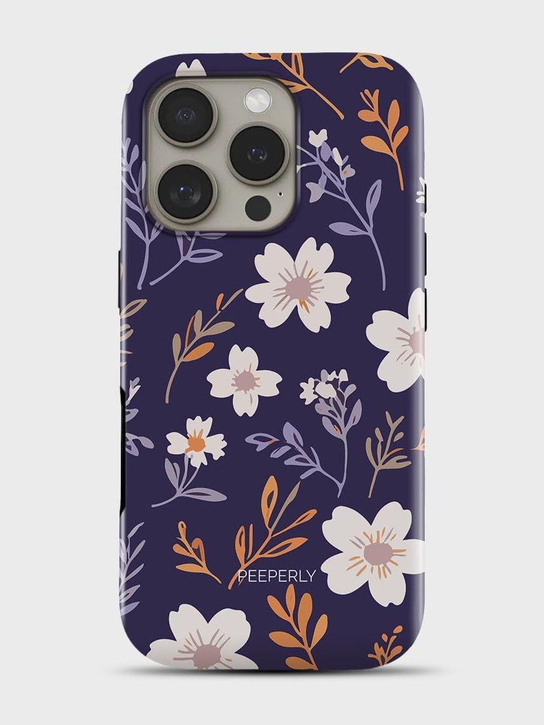 PEEPERLY Unisex iPhone 14 Pro Floral Vintage Glamour Crystal Impact Resistant Back Case-image-41