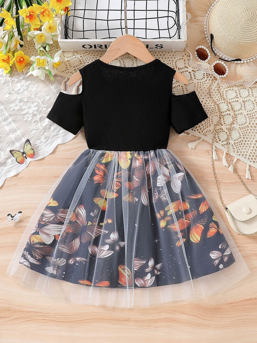 Xsole Girls Floral Cold-Shoulder Fit & Flare Mini Dress-picture-24