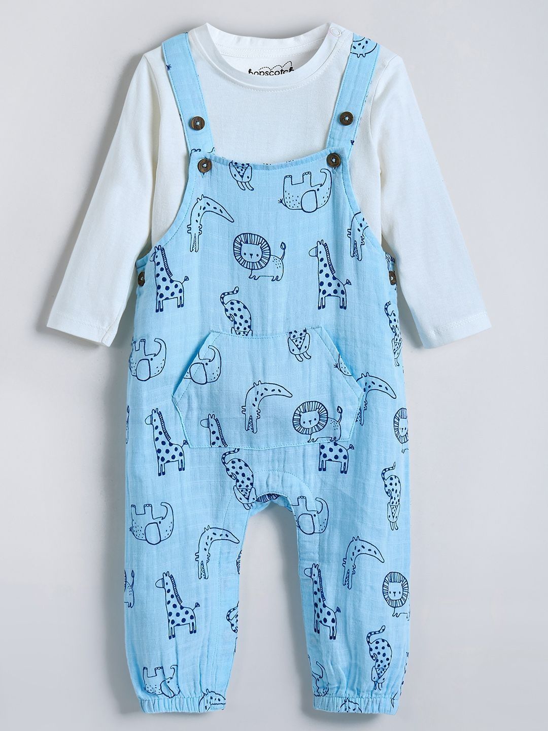 Hopscotch Boys 2-Pc Animal Cotton Dungaree Set-picture-17