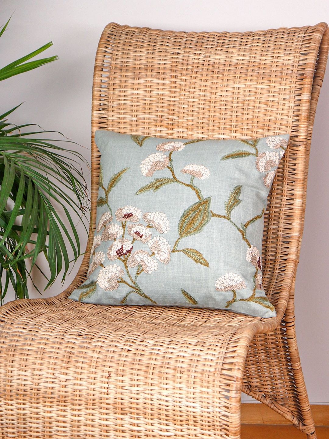 ZEBA Green & White Embroidered Square Cushion Covers-image-18