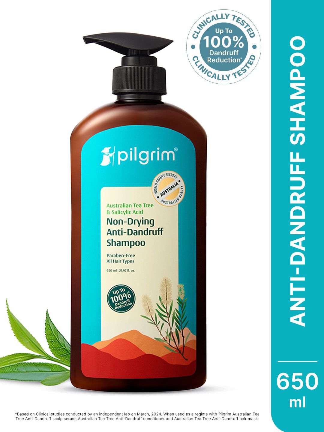 Pilgrim Australian Tea Tree Anti-Dandruff Shampoo With Salicylic Acid- 650 ml-picture-17
