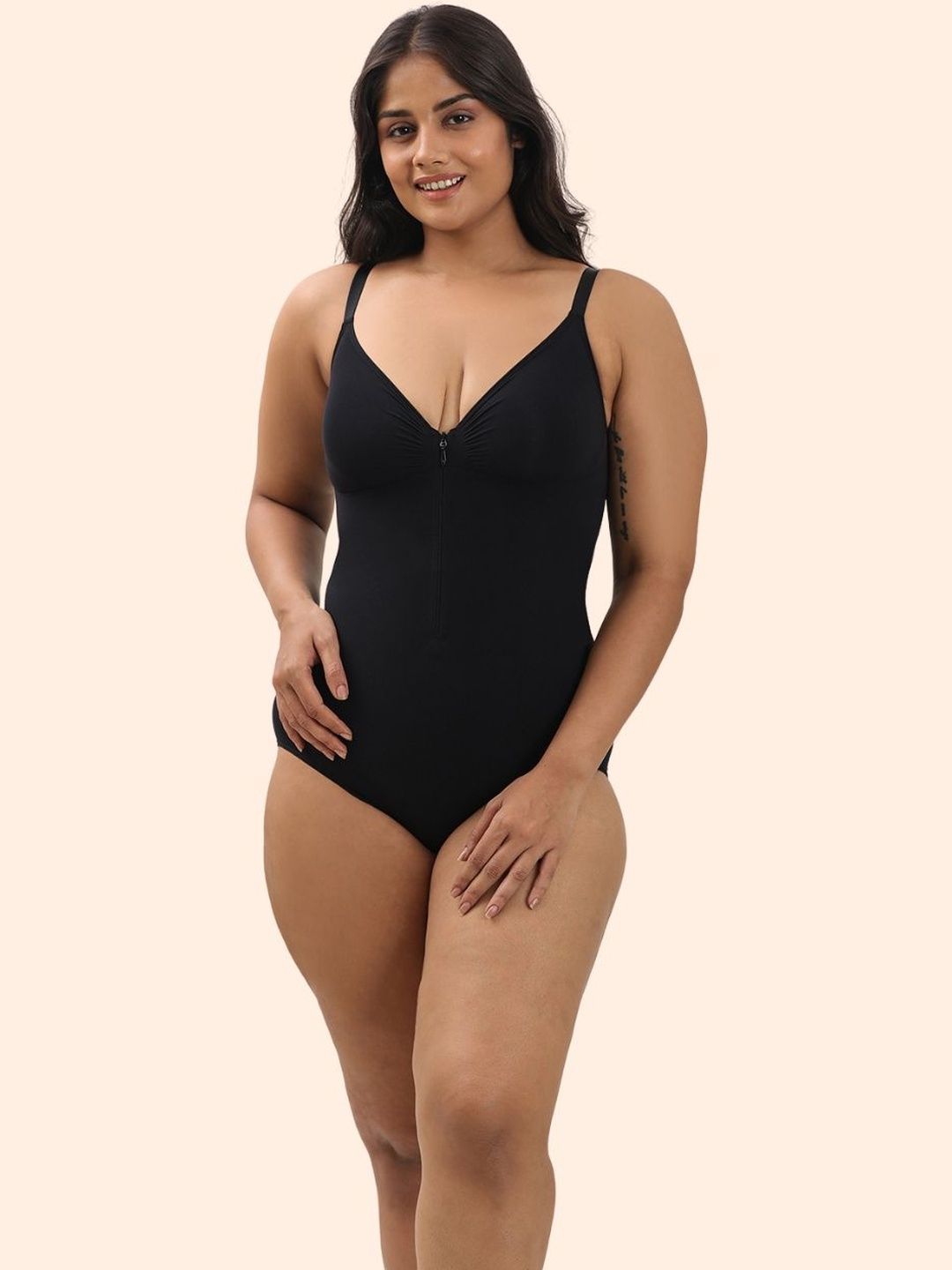 Underneat Adjustable Straps Front Zip Brief Bodysuit Shaper-picture-28