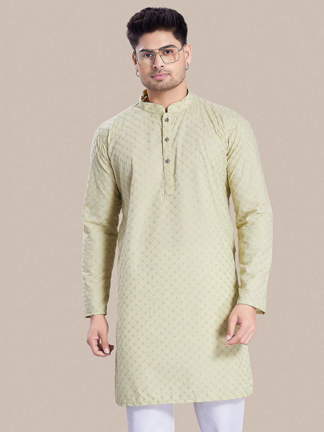 DIVISIVE Men Woven Design Festive Cotton Straight Kurta-picture-30
