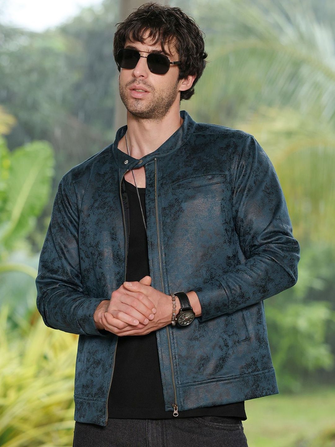 Campus Sutra Men Suede Lightweight Biker Jacket-image-35