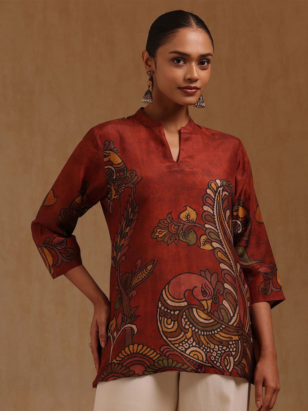Soch Women Mandarin Collar Kalamkari Printed Tunic-picture-29