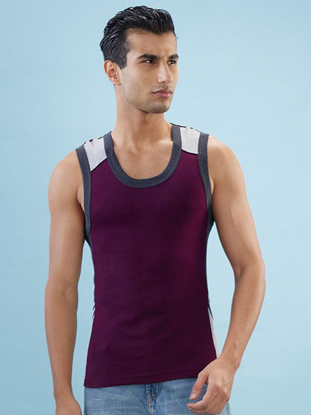 HINT Men Pure Cotton Round Neck Basic Vest-picture-42