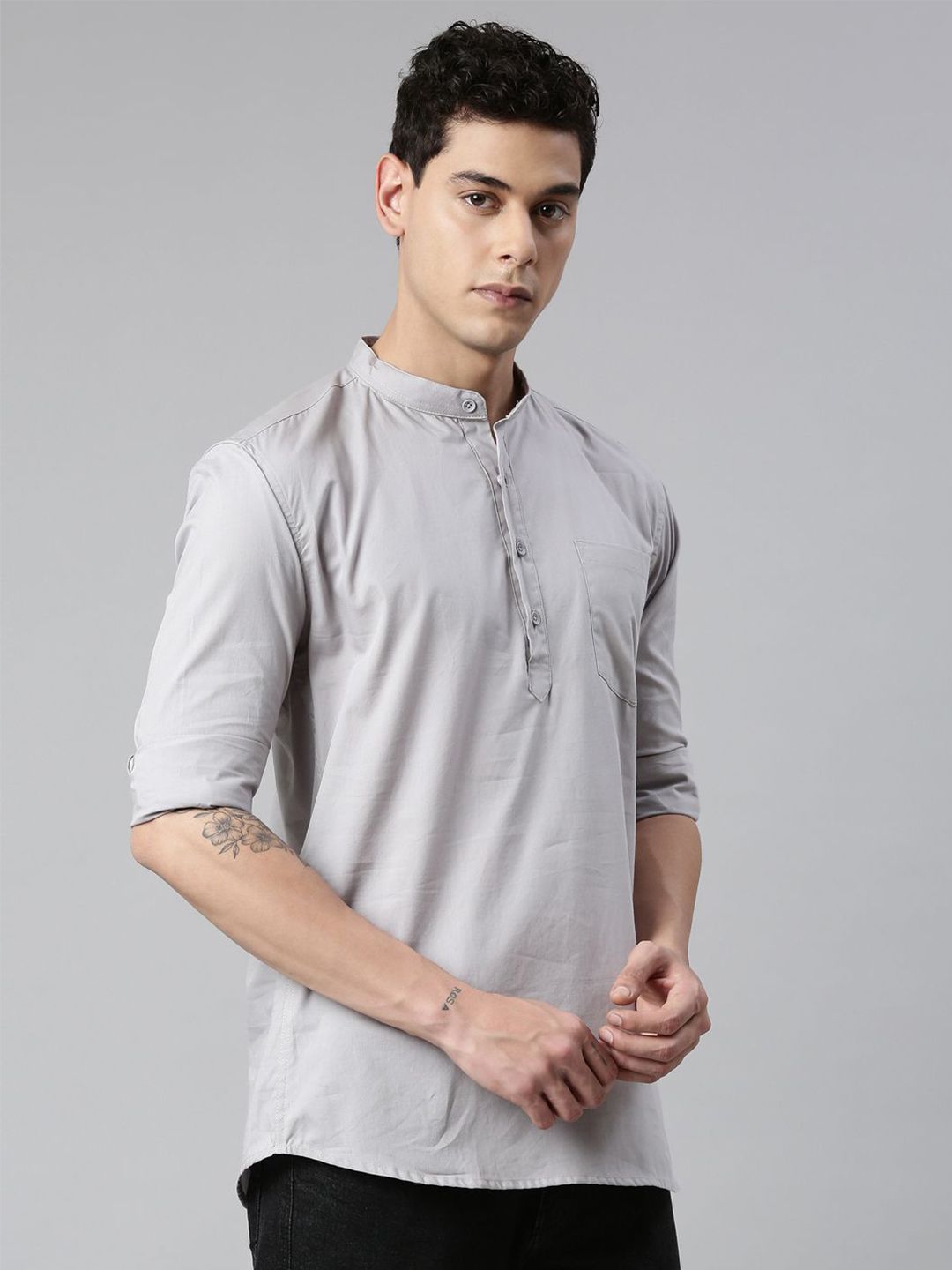 THE SOUL PATROL Men Solid Daily Pure Cotton Straight Kurta-image-38