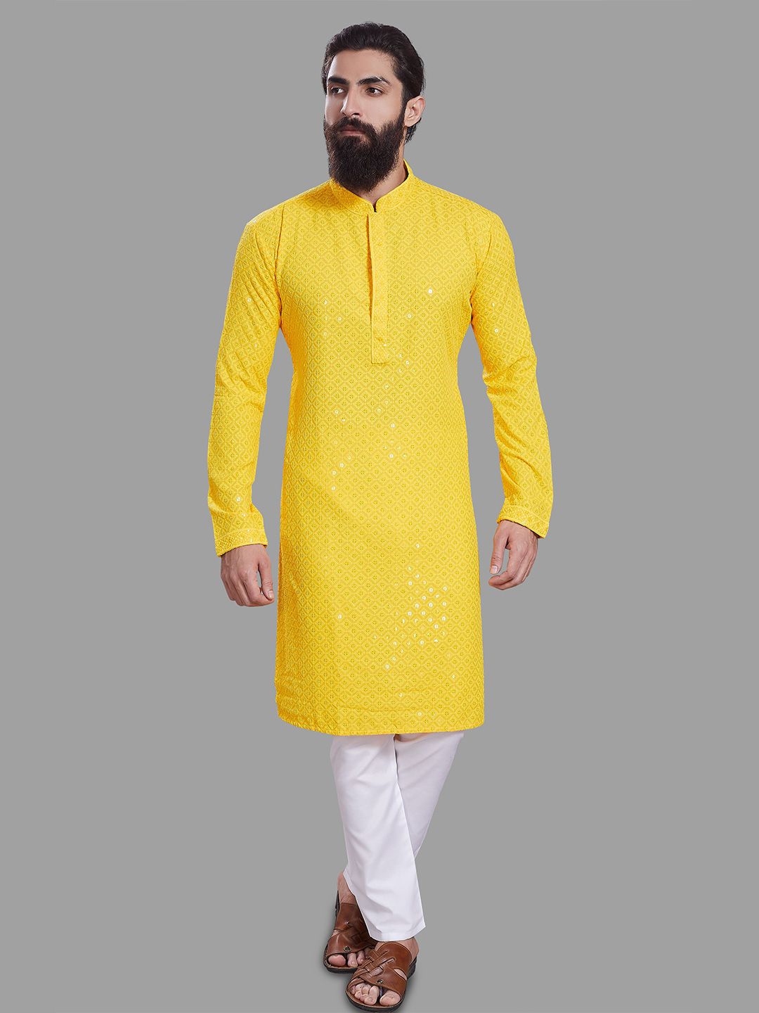 PulseIQ Men Woven Design Festive Cotton Straight Kurta-picture-32