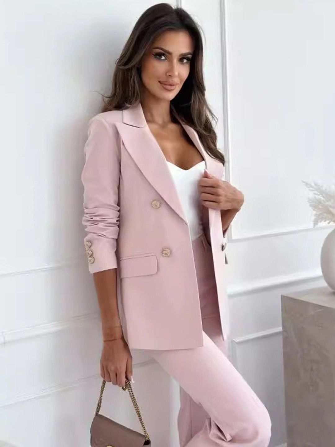 DressBerry Women Pink Formal Polyester Blazer-image-2