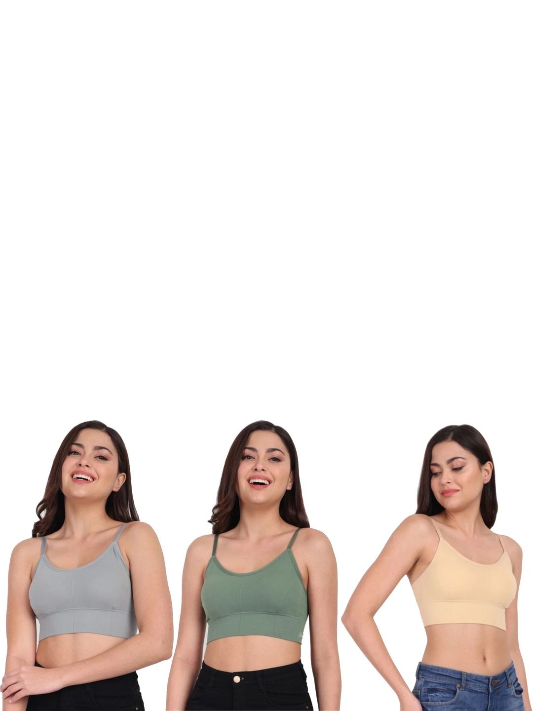 US FASHION Women Pack of 3 Full Coverage Lightly Padded Seamless Cami Bra-picture-32