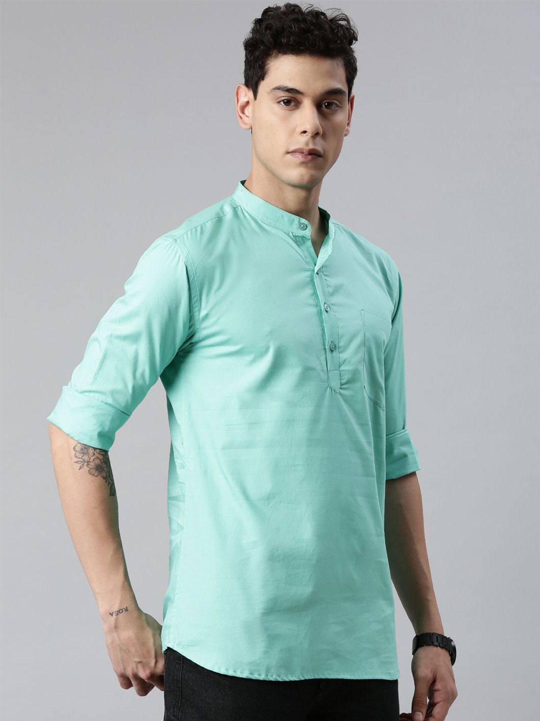 THE SOUL PATROL Men Solid Daily Pure Cotton Straight Kurta-image-31