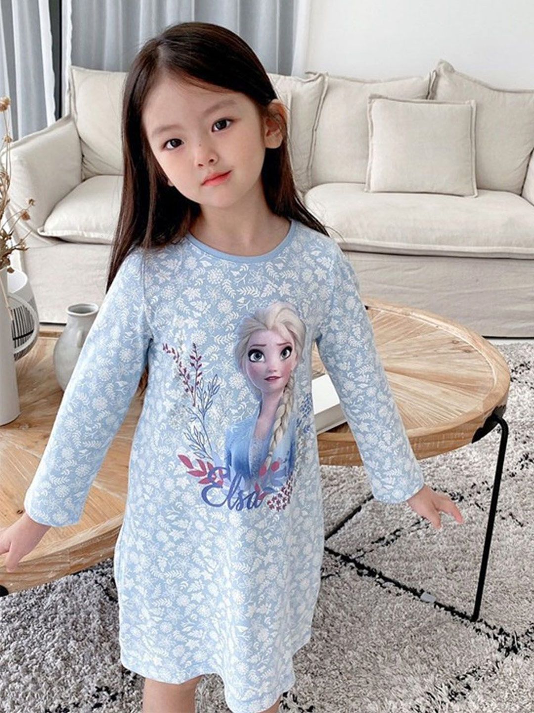 Xsole Girls Floral Printed Round Neck A-Line Dress-picture-25