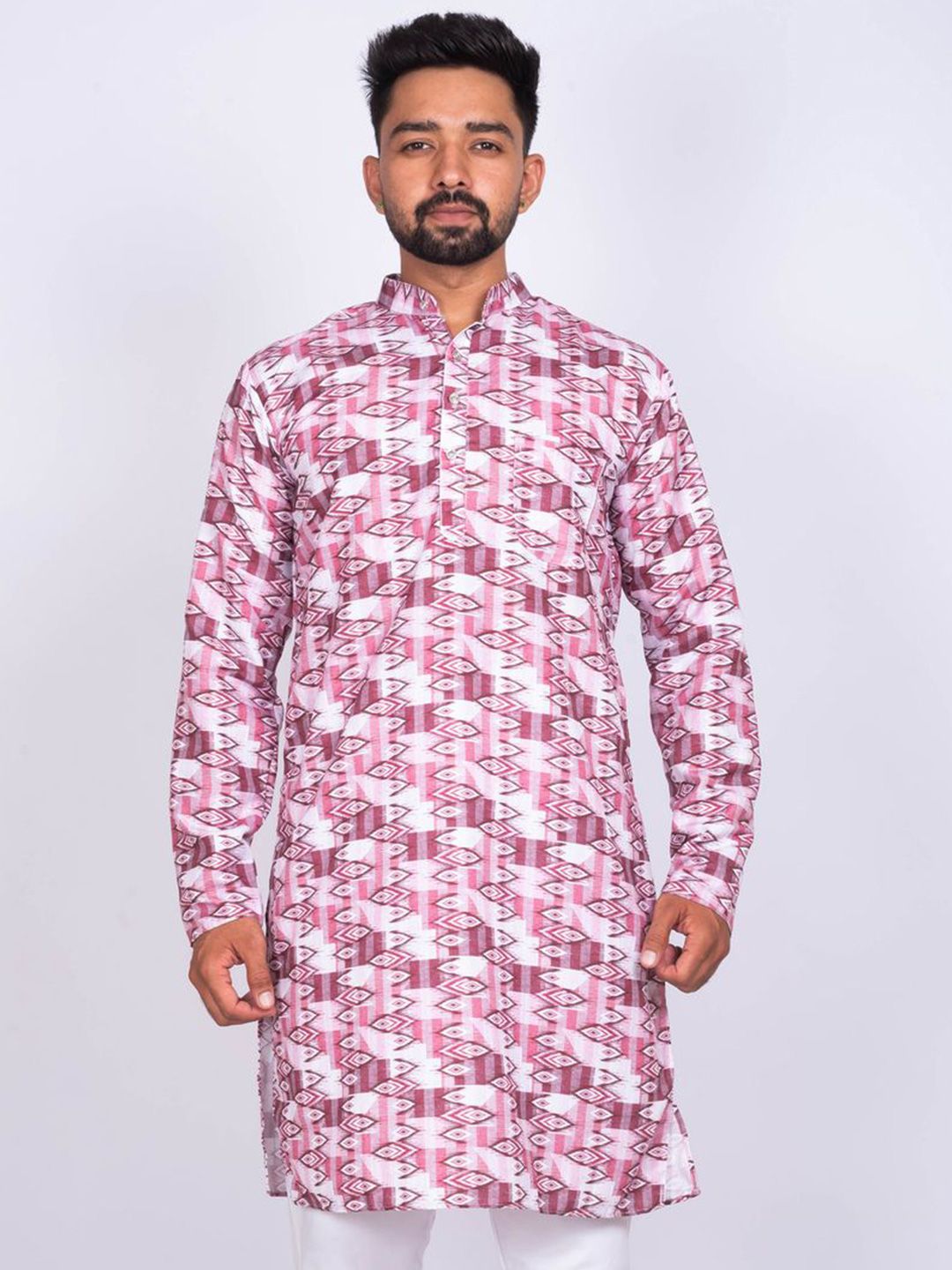 KAISERMEN Men Geometric Printed Screen Print Festive Straight Kurta-picture-26