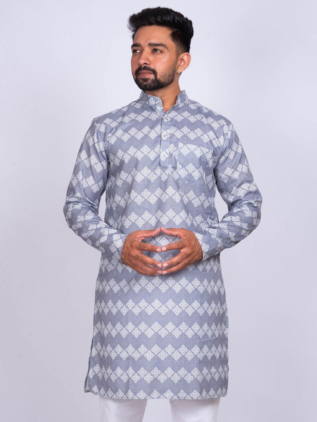 KAISERMEN Men Geometric Printed Mandarin Collar Full Sleeve Kurta-picture-45