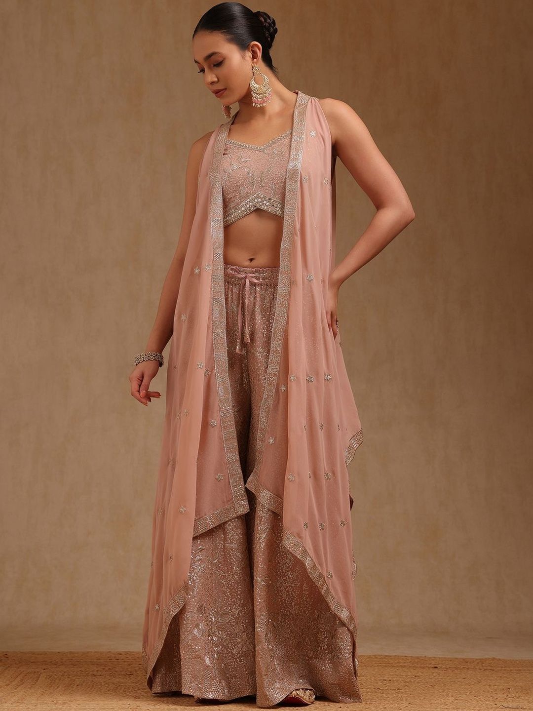 Soch Embroidered Shoulder Straps Top With Palazzo & Shrug-picture-38