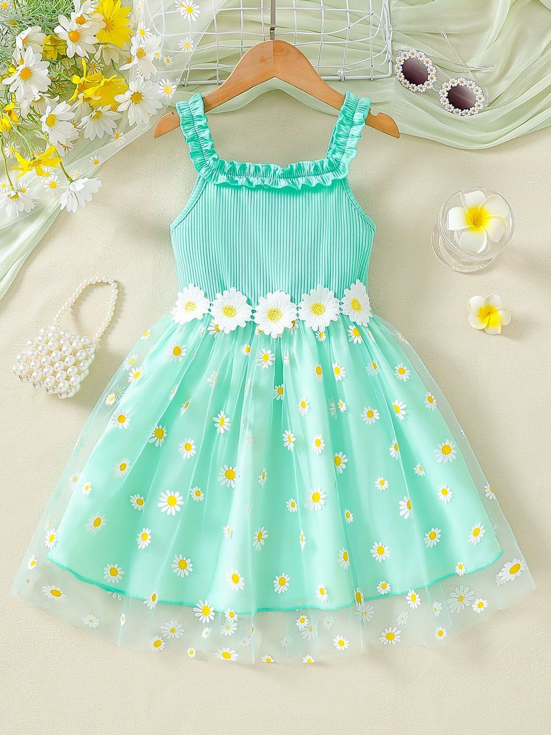 Xsole Girls Floral Printed Fit & Flare Midi Dress-picture-18