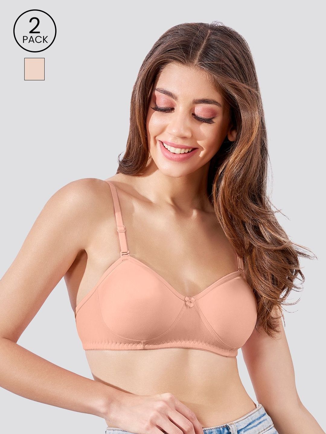 K LINGERIE Roxy Pack of 2 Solid Full Coverage Multiway Straps Demi Cup Balconette Bra-picture-29