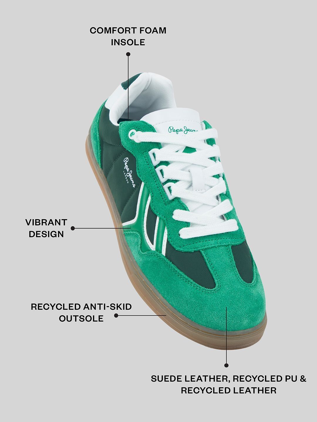 Pepe Jeans Men Eco Retro Court Colourblocked Lace-Up Sneakers-picture-12