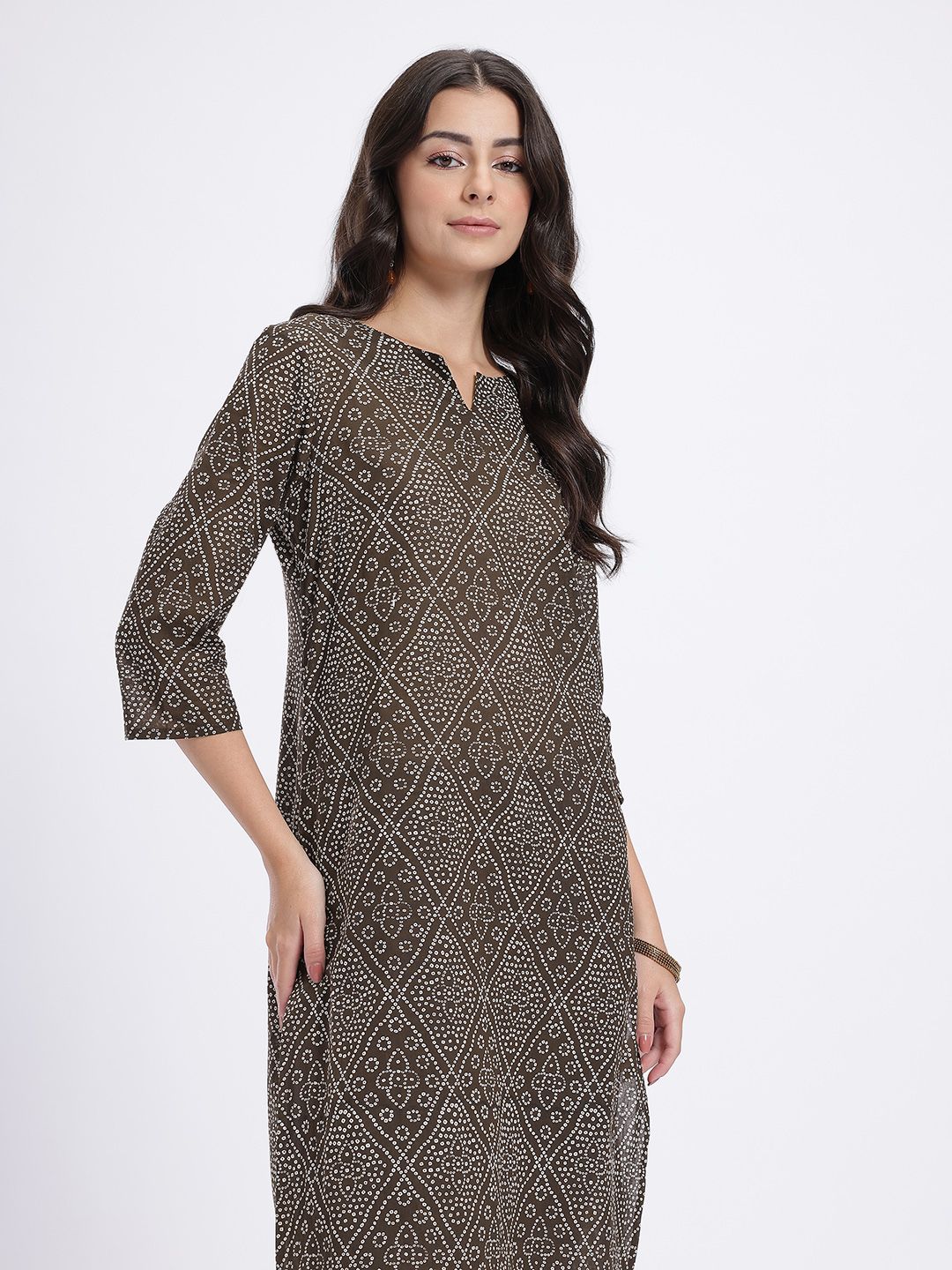 Anouk Rustic Bandhani Printed Round Neck Pure Cotton Straight Kurta-picture-11