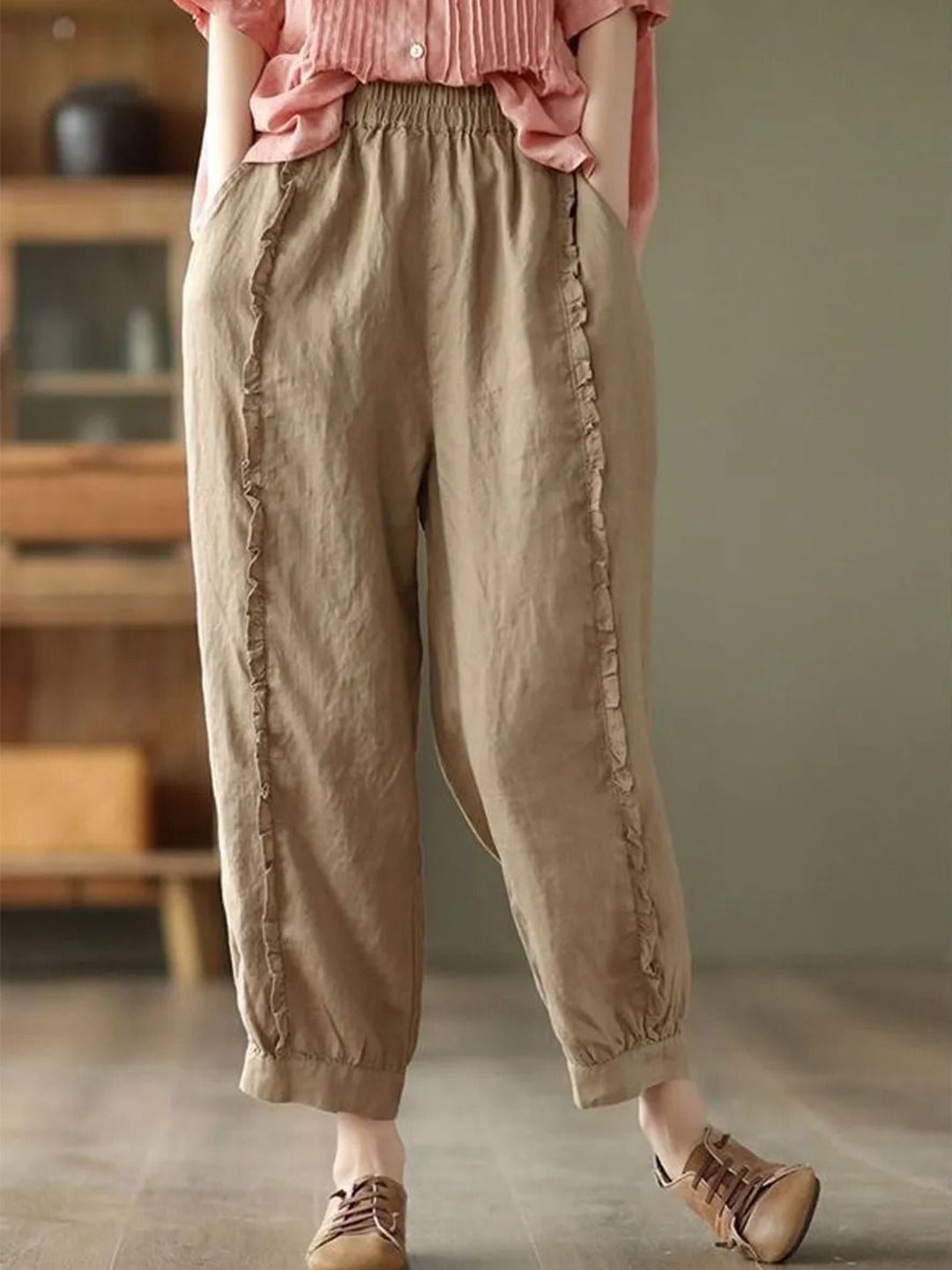SIDDHO HUM Women Cotton Mid Rise Regular Fit Trousers-picture-51