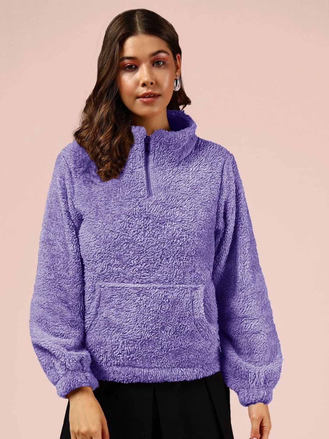 The Dry State Women Self Design Mock Collar Sweatshirt-picture-18