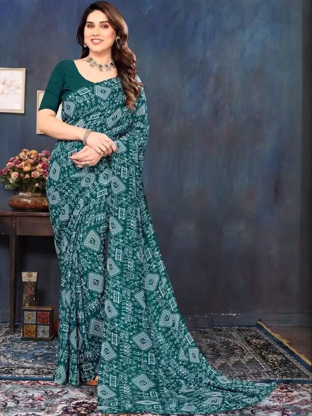 Moda Rapido Printed Pure Georgette Saree With Unstiched Blouse Piece-picture-23