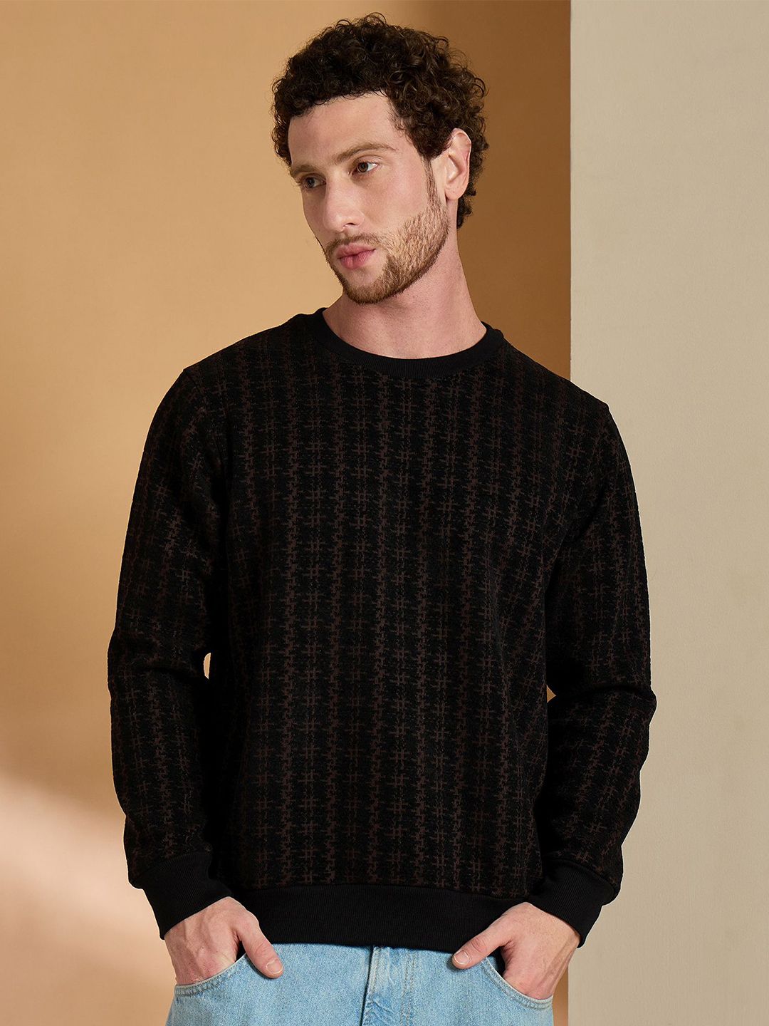 REPRISE Men Textured Round Neck Full Sleeves Pullover-picture-54