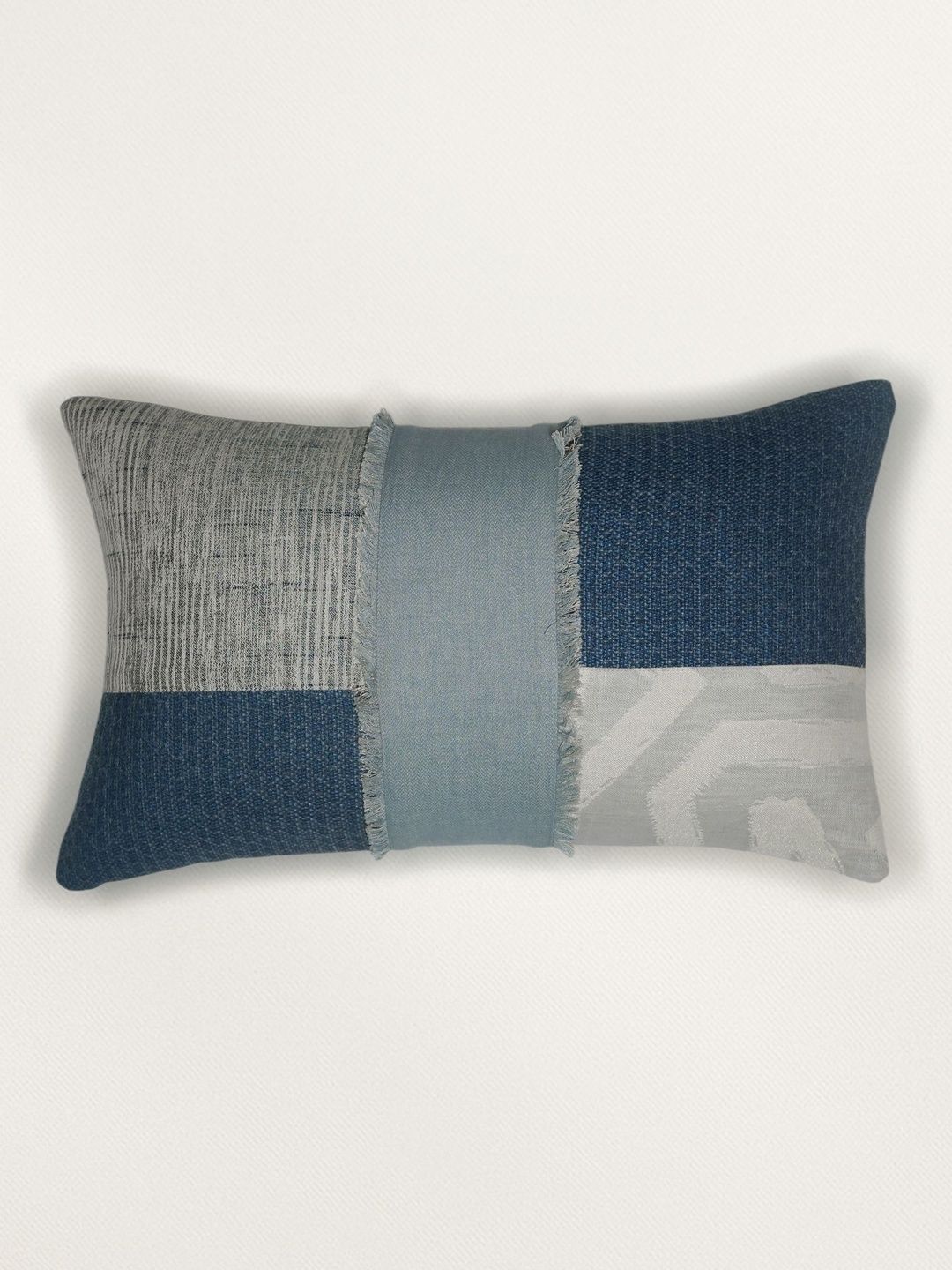 ZEBA Blue & White Colourblocked Square Cushion Covers-image-39