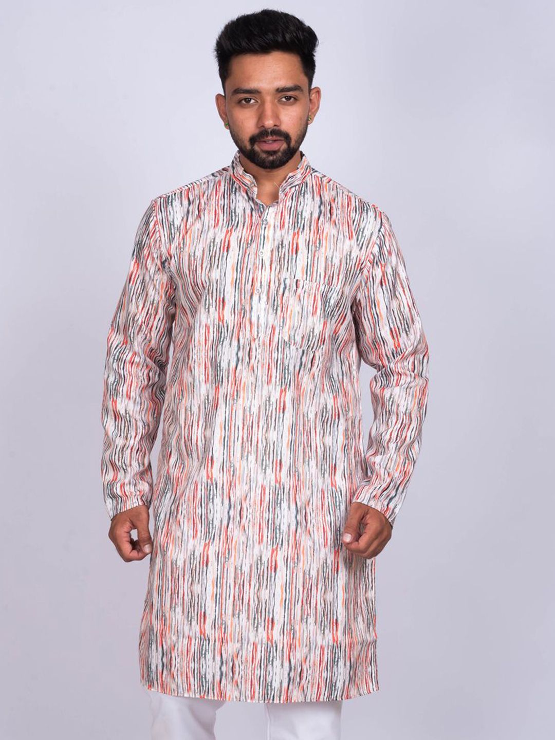 KAISERMEN Men Abstract Printed Mandarin Collar Kurta-picture-57