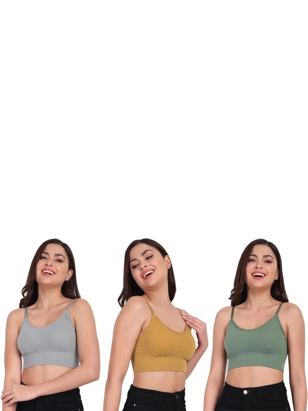 US FASHION Pack of 3 Women Solid Full Coverage Non Wired Padded Bra-picture-37