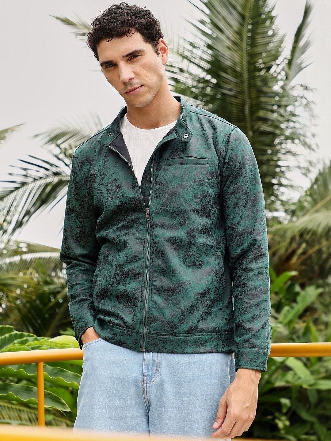 Campus Sutra Men Suede Lightweight Biker Jacket-image-38