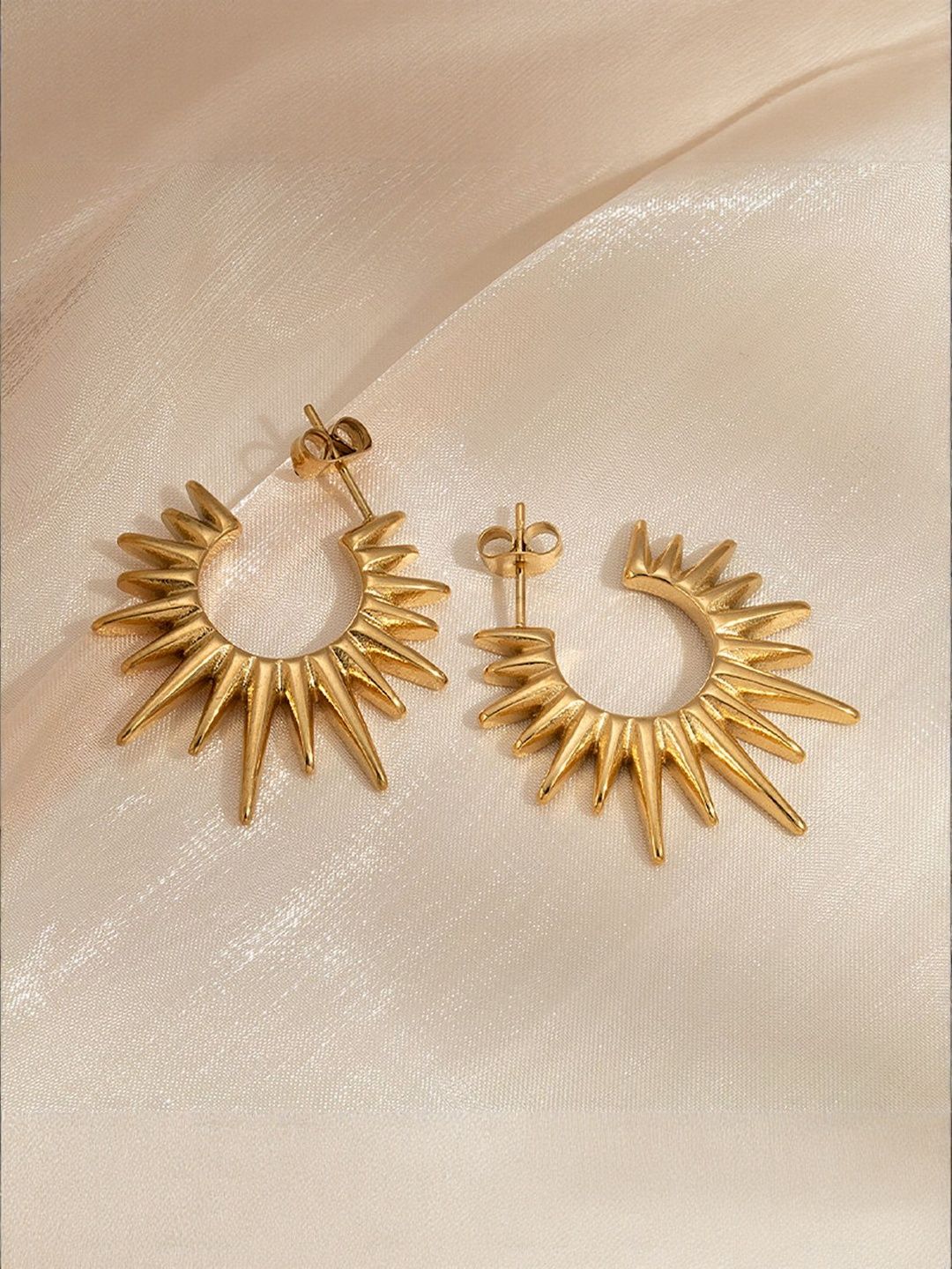 DIVASTRI Stainless Steel 18K Gold-Plated Korean Contemporary Half Hoop Earrings-picture-22