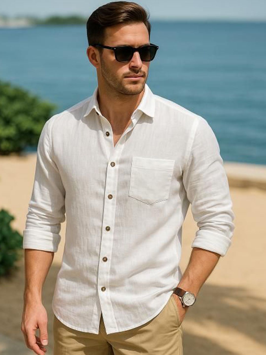 encore by INVICTUS Men Original Fit Solid Spread Collar Cotton Casual Shirt-picture-25