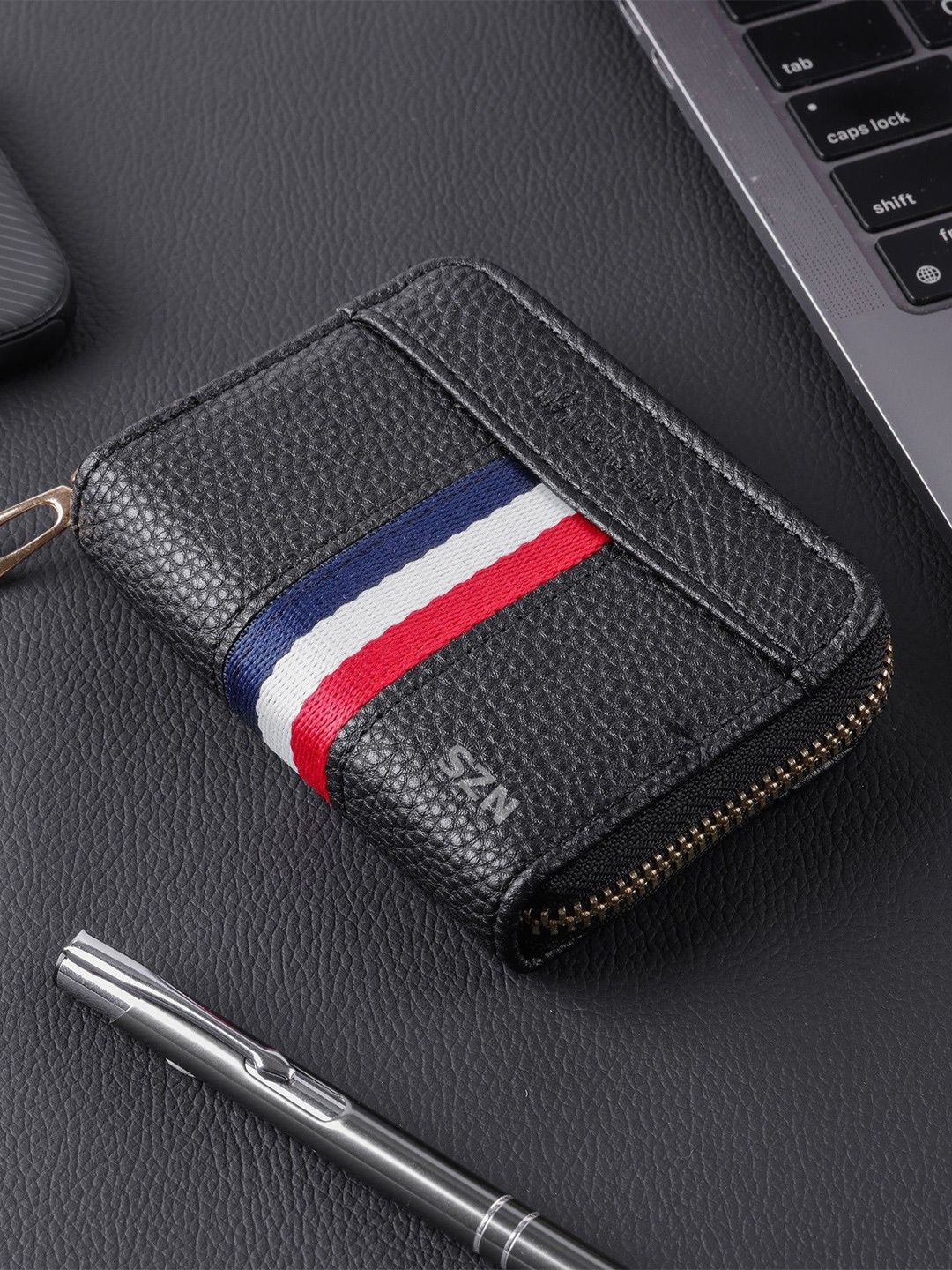 SZN Men Black 9 Slots RFID Protected Metal Card Holder Wallet-image-4