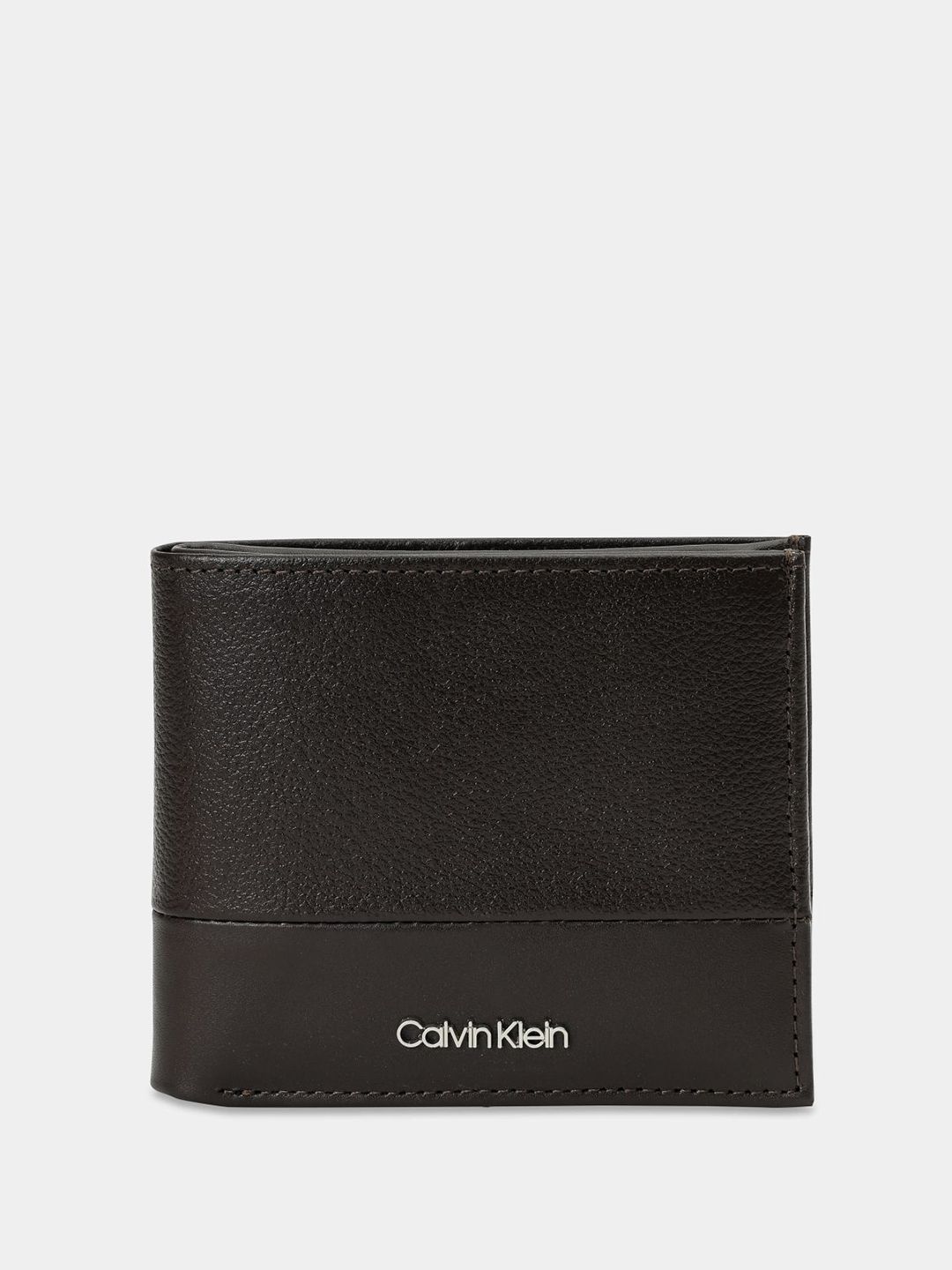 Calvin Klein Men Brand Logo Textured Leather Two Fold Wallet
