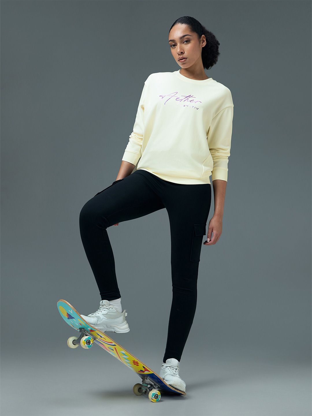 Technosport Women Typography Printed Round Neck Long Sleeves Cotton Pullover Sweatshirt-picture-13