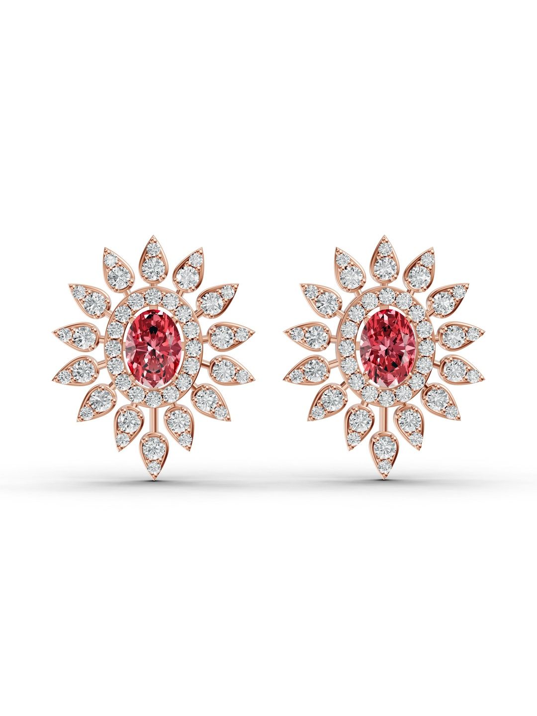 Wondr Diamonds 14KT Rose Gold Lab Grown Diamond & Ruby Earrings - 6.96g-image-45