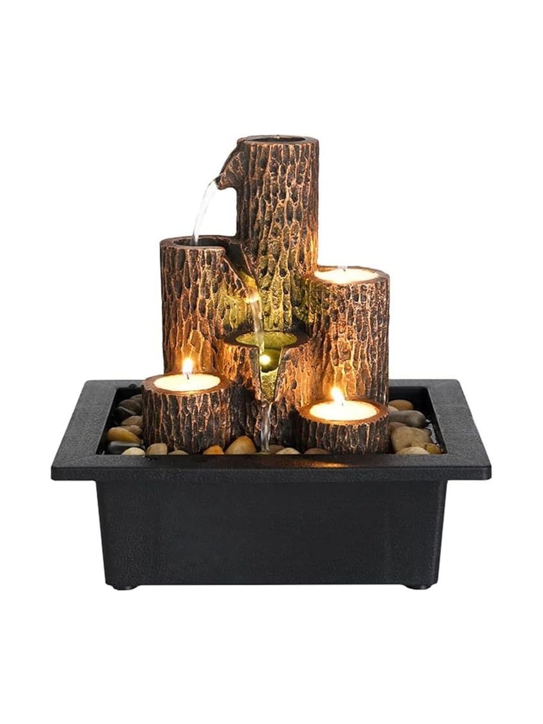 THE SACRED GIFTS Brown & Black Textured Polyresin Waterfall Fountain