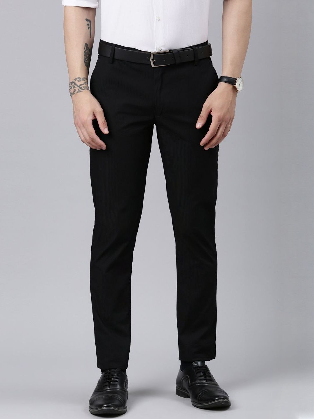 THE SOUL PATROL Men Smart Mid Rise Regular Fit Formal Trousers-image-11