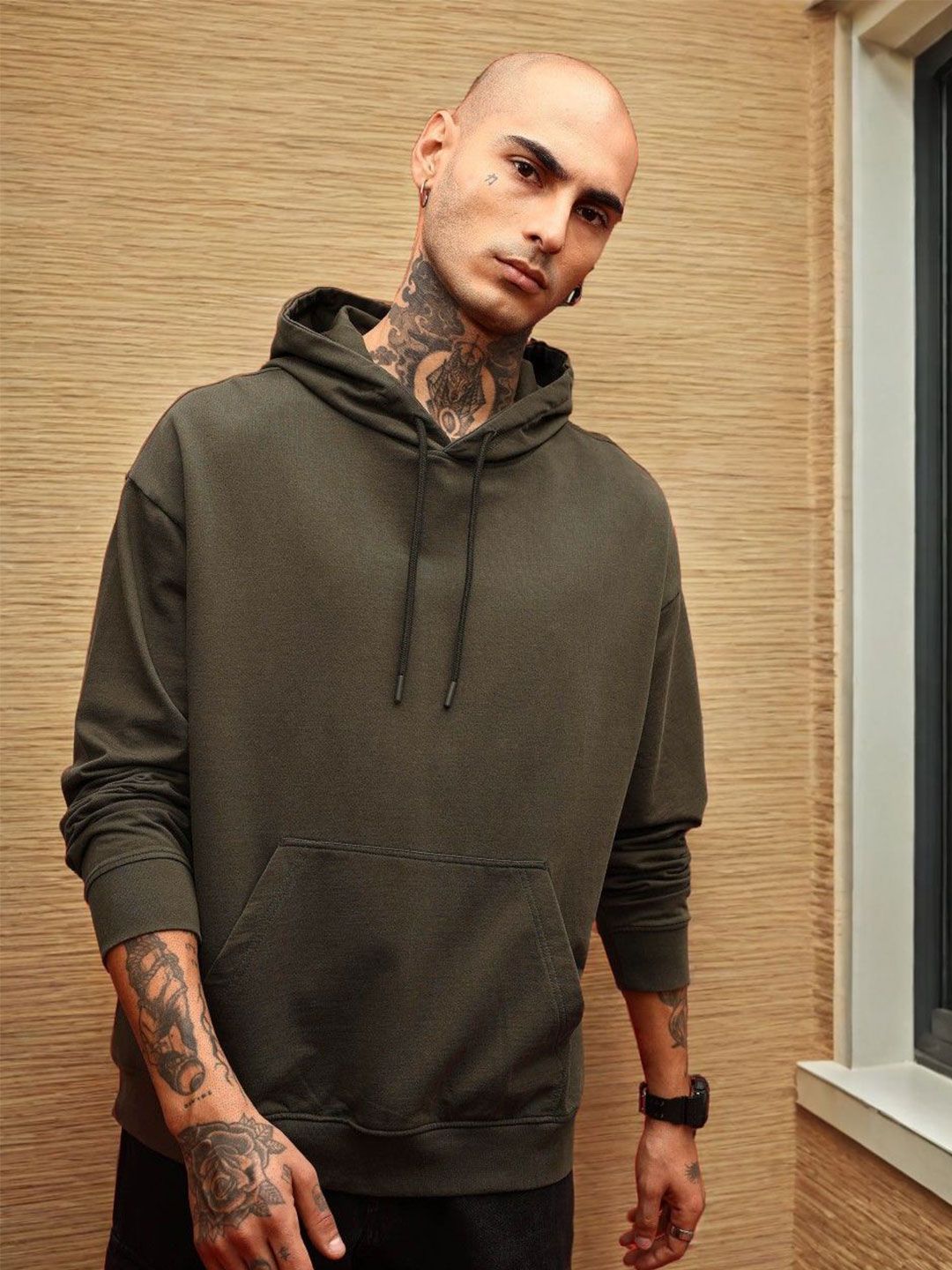 PRINTCULTR Men Solid Hooded Long Sleeve Pullover Sweatshirt-picture-20