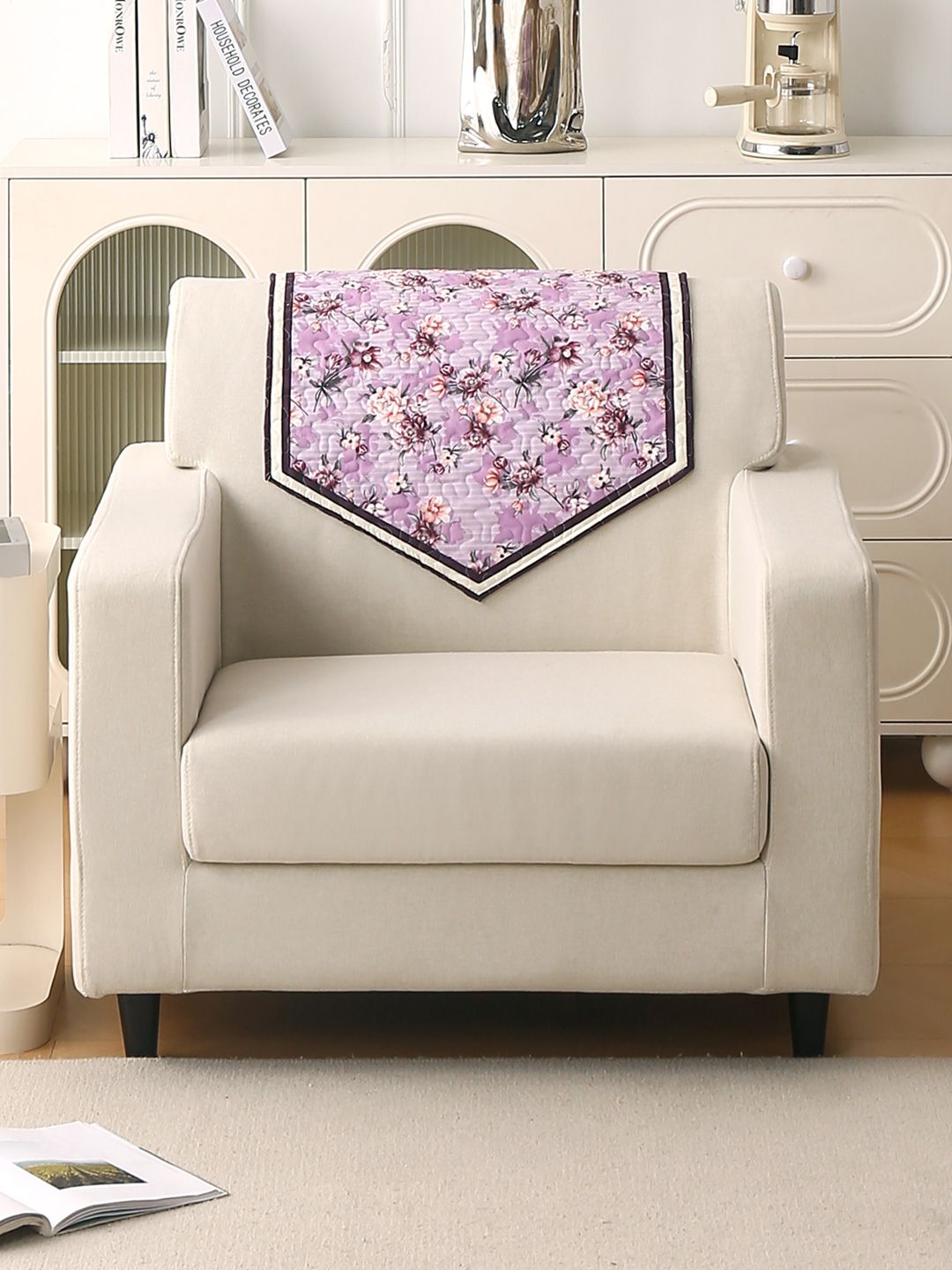 HOKIPO Florentina Series Peony Lavender Printed Holland Velvet Backrest Cover Mat-picture-15