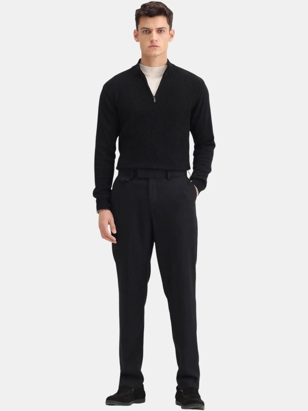 RARE RABBIT Men Relaxed Fit Mid Rise Linen Formal Trousers-picture-13