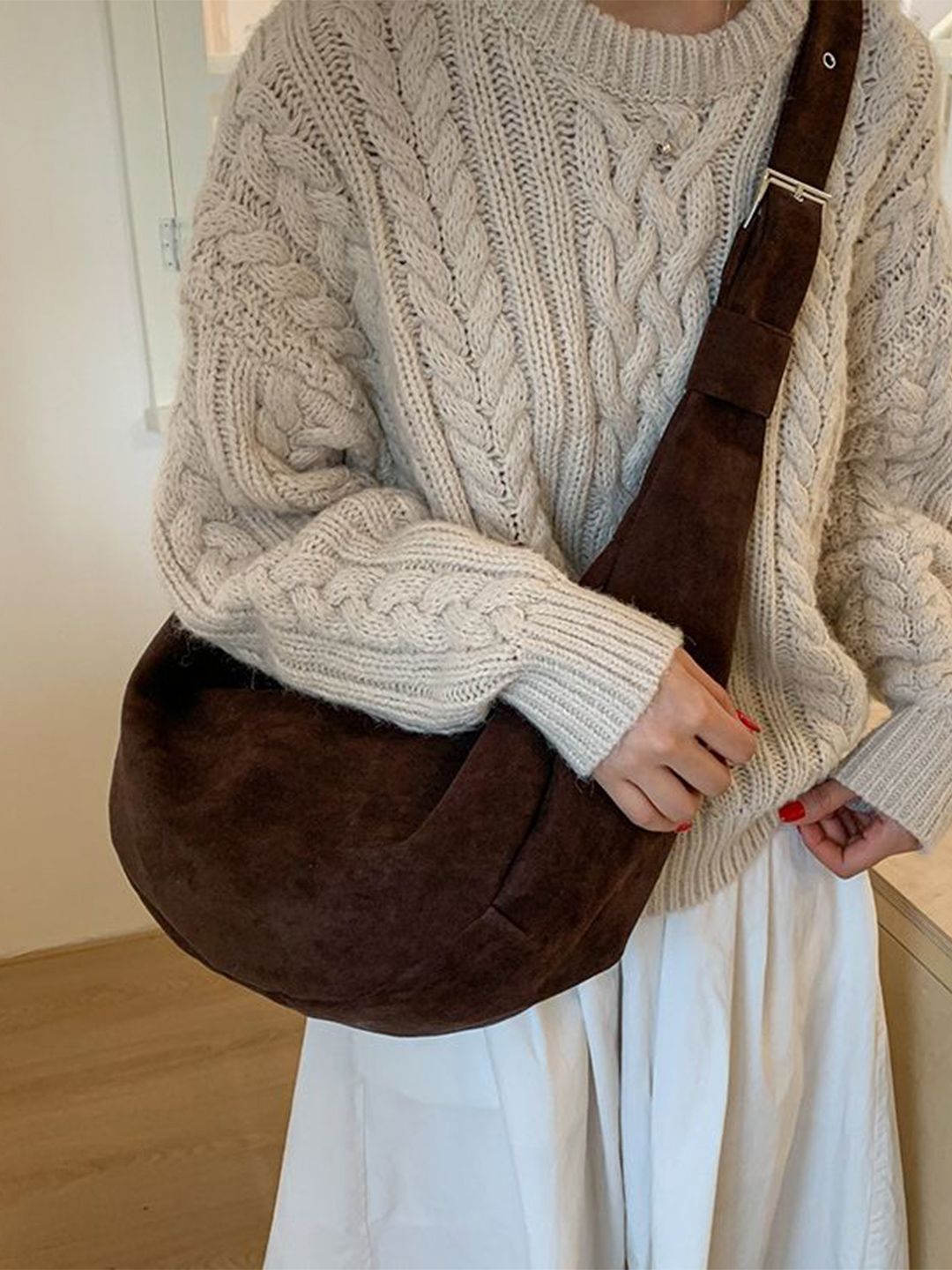 StyleCast x Revolte Structured Suede Half Moon Sling Bag-picture-10