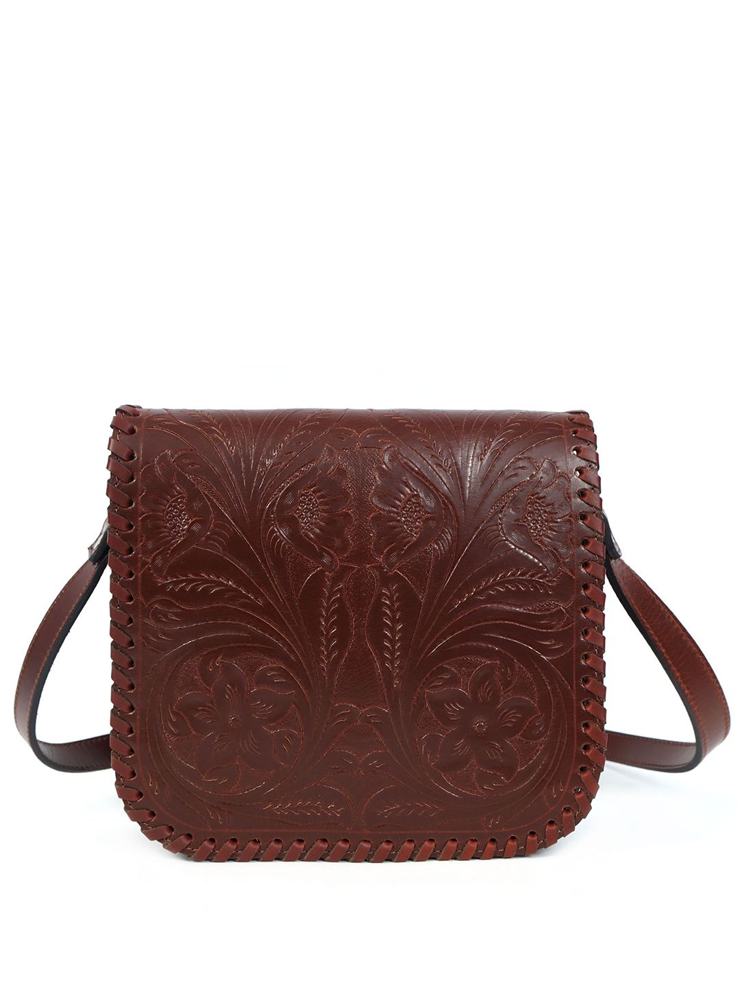 Celtic Women Textured Hand Carved Crossbody Quilted Leather Sling Bag-picture-11