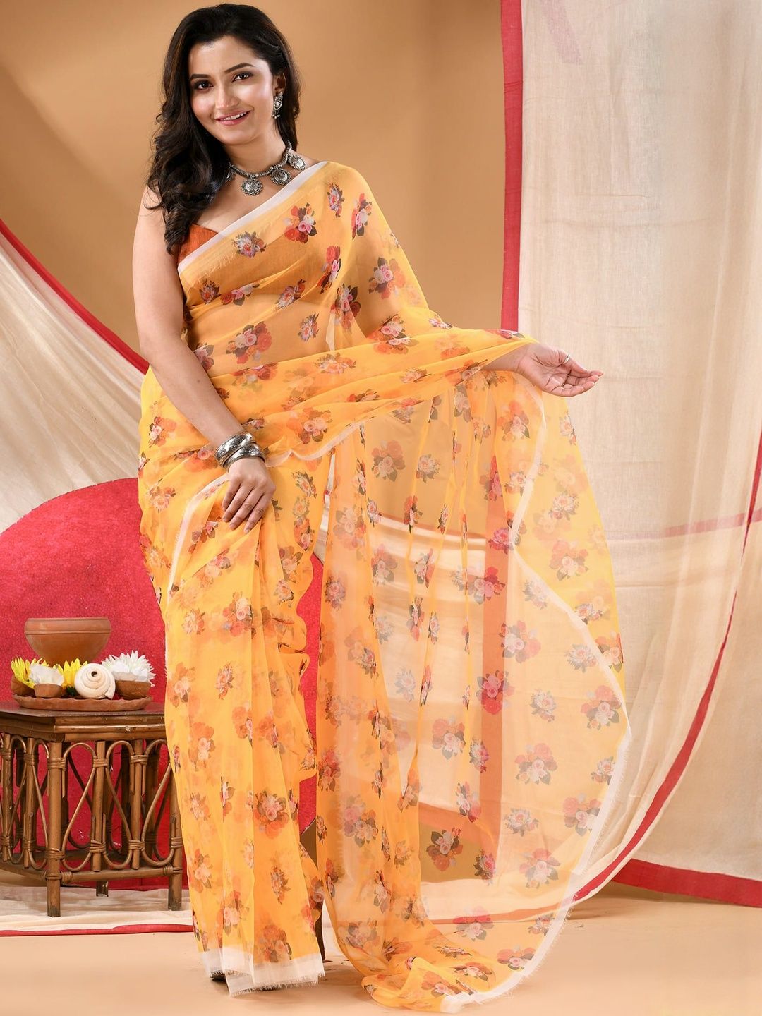 DESH BIDESH Poly Chiffon Bandhani Saree-picture-22