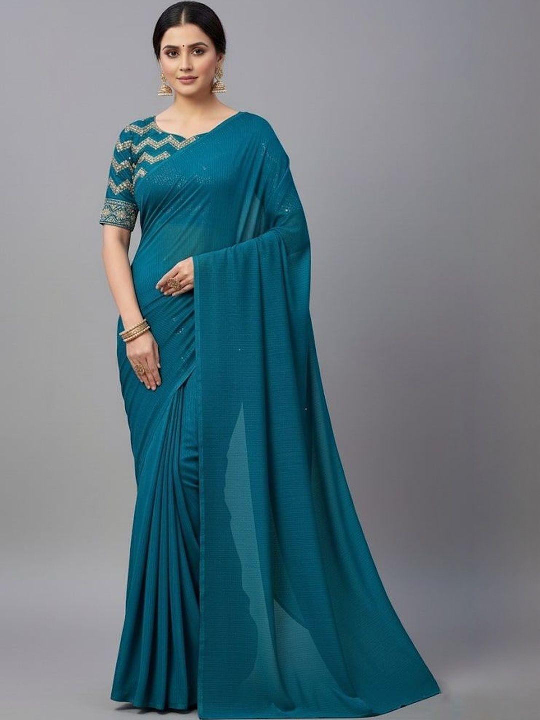 Shilpkala Pure Chiffon Ready to Wear Saree With Unstithced Blouse Piece-picture-23