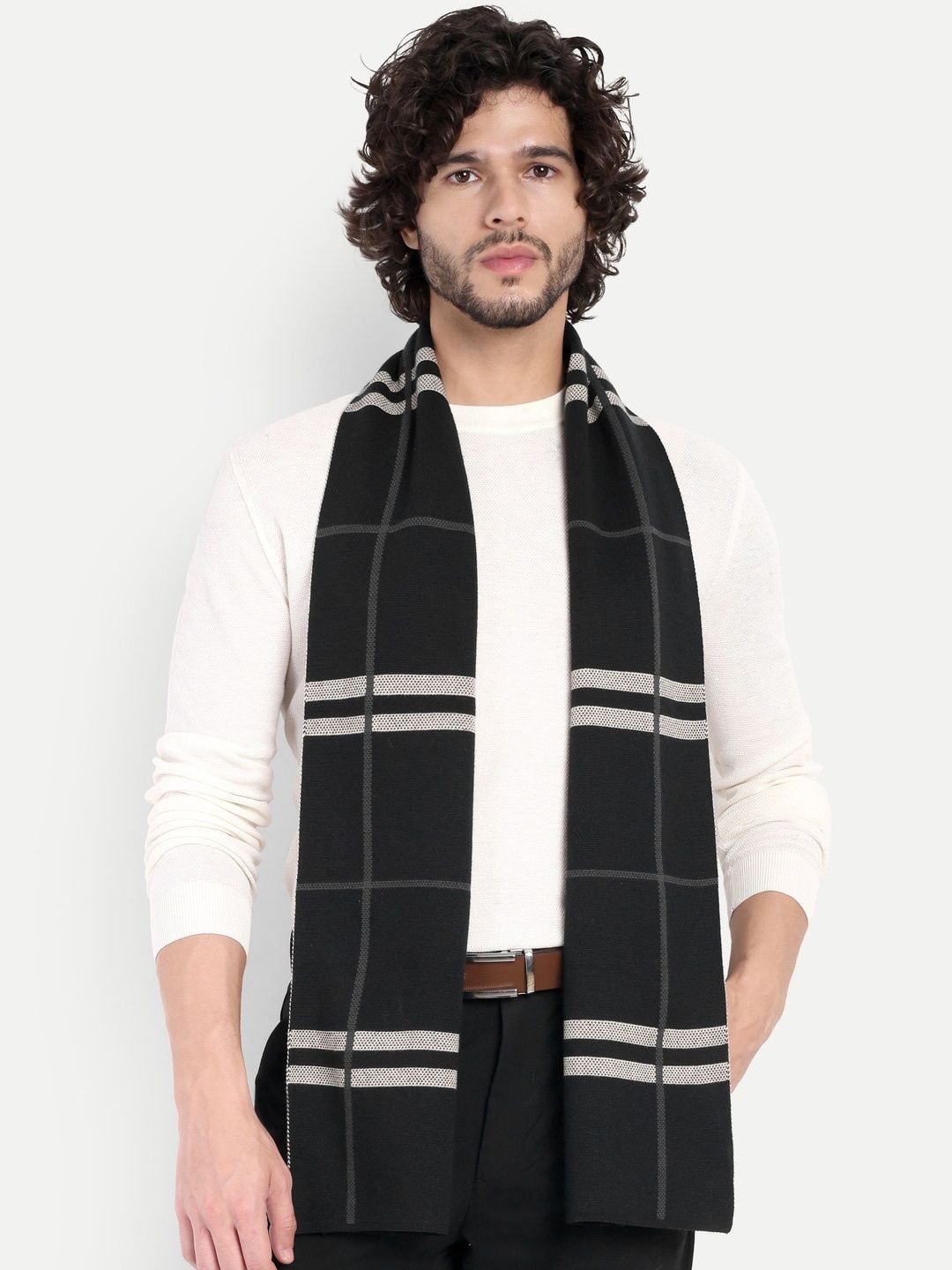 Knitkala Men Checked Merino Wool Mufflers-image-23